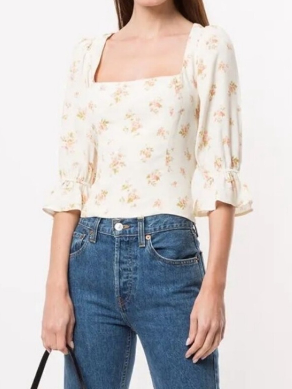 Reformation Ana Ruffled Floral Blouse in Mildred size 6 $148